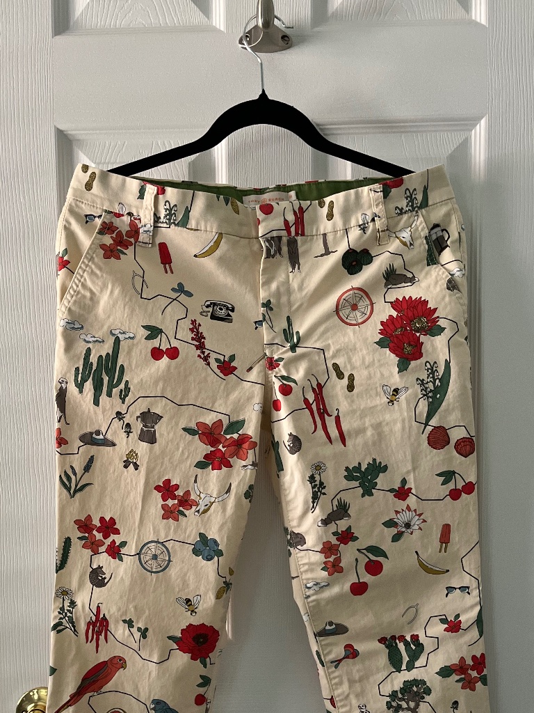 Tory Burch Patterned Pants - Cotton - Size M, Waist 28 - Authentic
